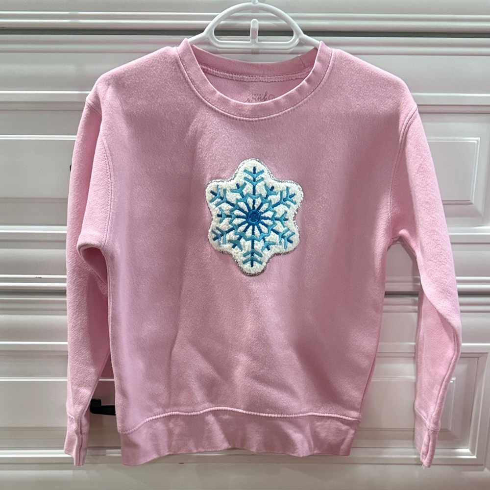 Sweet Wink Pink Sweatshirt with Blue Snowflake